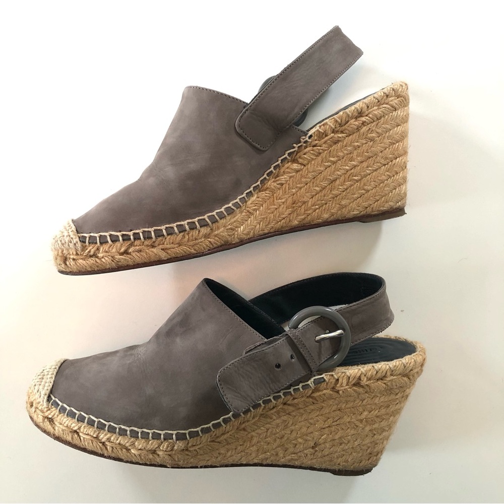 Celine Phoebe Philo Espadrille Wedge Slingback Mule 38 / US 8 Grey Nubuck w/ Box